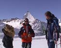 Klaus Tscherrig and Lukas in front of the Matterhorn on our way to Zermatt