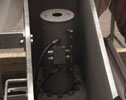 The engine stands on the flange, body up