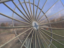 the shadow of the feed in the center of the dish